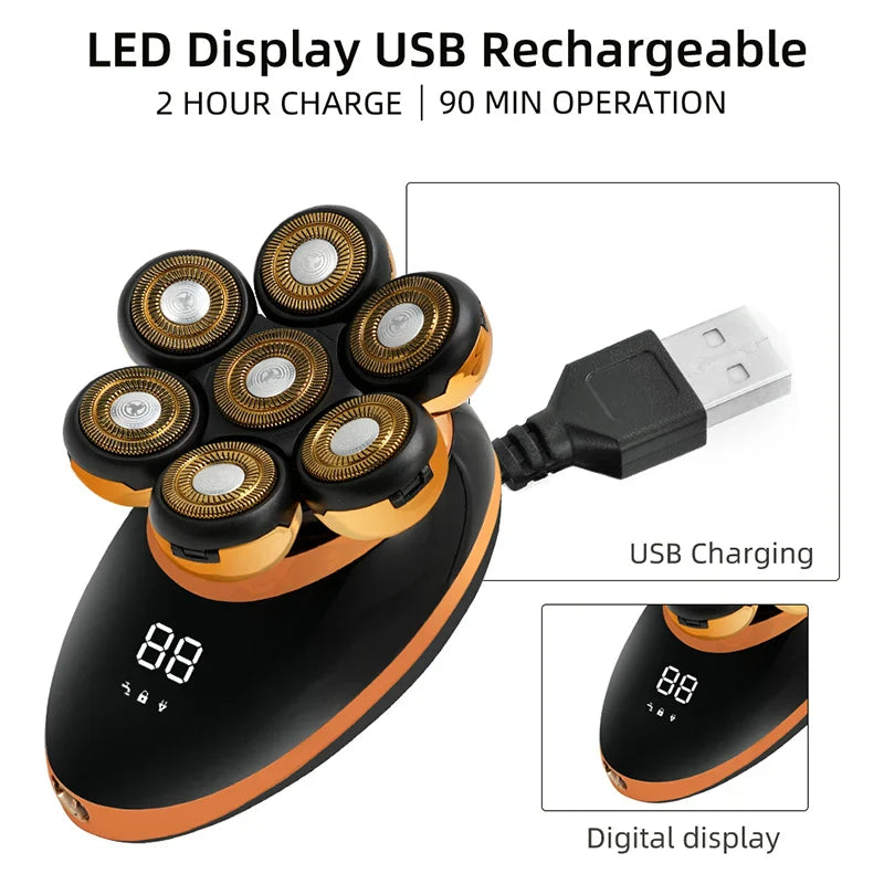 Electric Shaver Wet Dry Beard Hair Trimmer Electric Razor Rechargeable Bald Head Shaving Machine