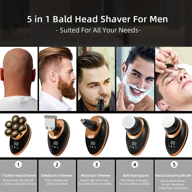 Electric Shaver Wet Dry Beard Hair Trimmer Electric Razor Rechargeable Bald Head Shaving Machine