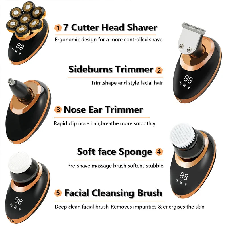 Electric Shaver Wet Dry Beard Hair Trimmer Electric Razor Rechargeable Bald Head Shaving Machine